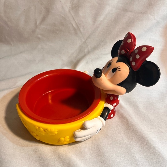 RARE! VINTAGE MINNIE MOUSE BOWL WITH ROTATING HEAD BY APPLAUSE RED AND YELLOW - Picture 3 of 7